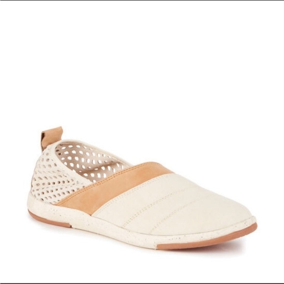 Emu Australia Meroo Slip On Flat Sz 8 Perforated Canvas Suede Natural Cream Tan - Picture 3 of 12